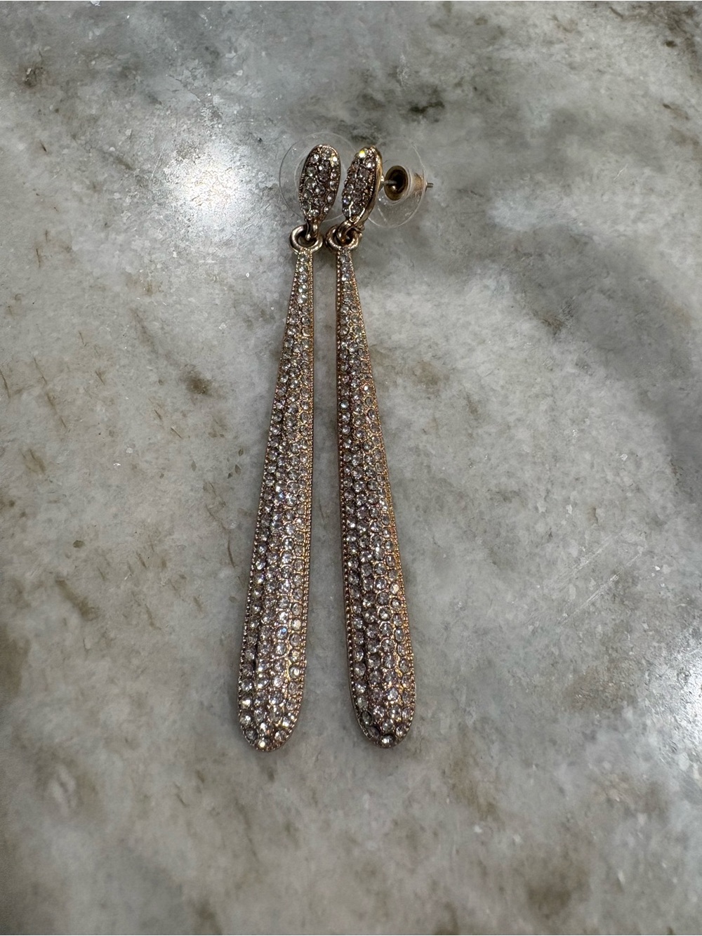 Sparkling Faux Rose Gold Crystal Drop Earrings